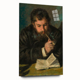 Large abstract wall art print featuring swirling blue and white patterns on canvas.