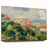 Large abstract wall art in vibrant shades of blue and orange on canvas, ideal for bedroom or dining room decor.