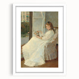 Abstract art print featuring swirling blues and greens on canvas, suited for enhancing a modern dining room ambiance.