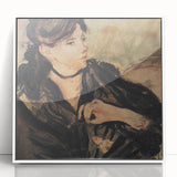 Art deco poster featuring a stylized stork in pastel shades on canvas, ideal for nursery wall art.