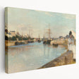 Large acrylic print of a vibrant abstract cityscape in cool blue and green tones, ideal for kitchen wall art.