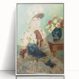 Art deco poster featuring a stylized stork in pastel colors on canvas, suitable for nursery wall art.