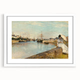 Abstract art print on canvas featuring swirling blue and grey tones, suitable for dining room or bedroom decor.