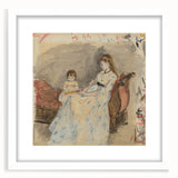 Abstract art print featuring swirling blues and greens on a canvas, ideal for modern bedroom or dining room decor.