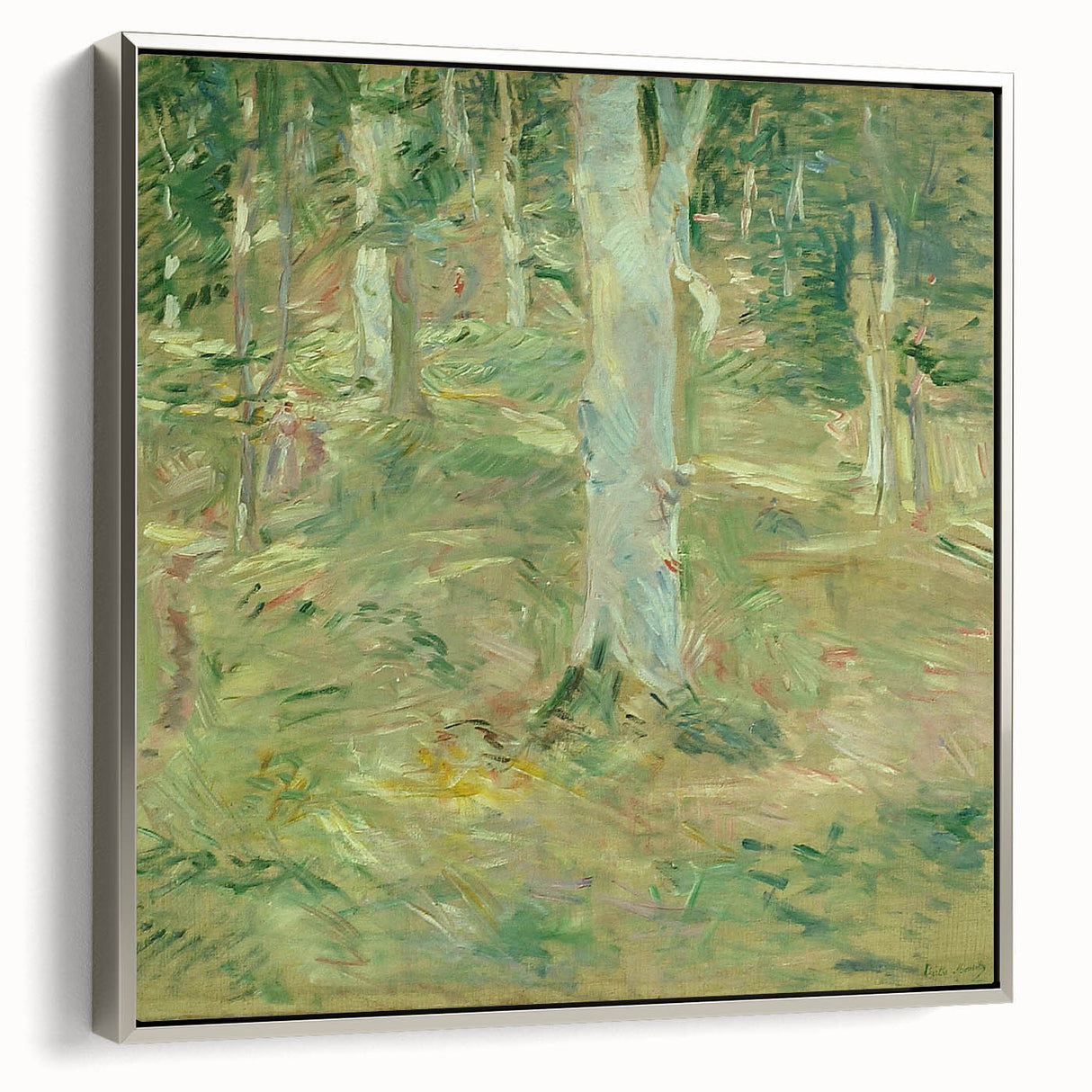 Landscape art painting of a colorful, vintage-style forest scene on a black background, ideal for modern living room decor.