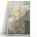 Art deco poster featuring a geometric pattern in muted gold and teal, printed on a framed canvas.