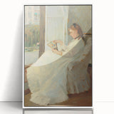 Art deco poster featuring a stylized, geometric peacock in teal and gold tones on canvas, suitable for nursery wall art.