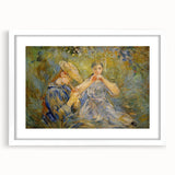 Abstract art print featuring swirling blue and white patterns on canvas, ideal for modern bedroom or dining room decor.