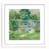 Abstract art print featuring swirling blue and gray patterns on canvas, suitable for bedroom or dining room decor.