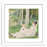 Abstract art print featuring swirling blue and green patterns on canvas, suitable for dining room or bedroom decor.