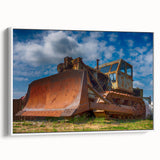 Vintage poster art featuring a large, colorful abstract design on a black background.