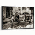 Black and white vintage poster art depicting a serene landscape, printed on canvas, suitable for bedroom decor.