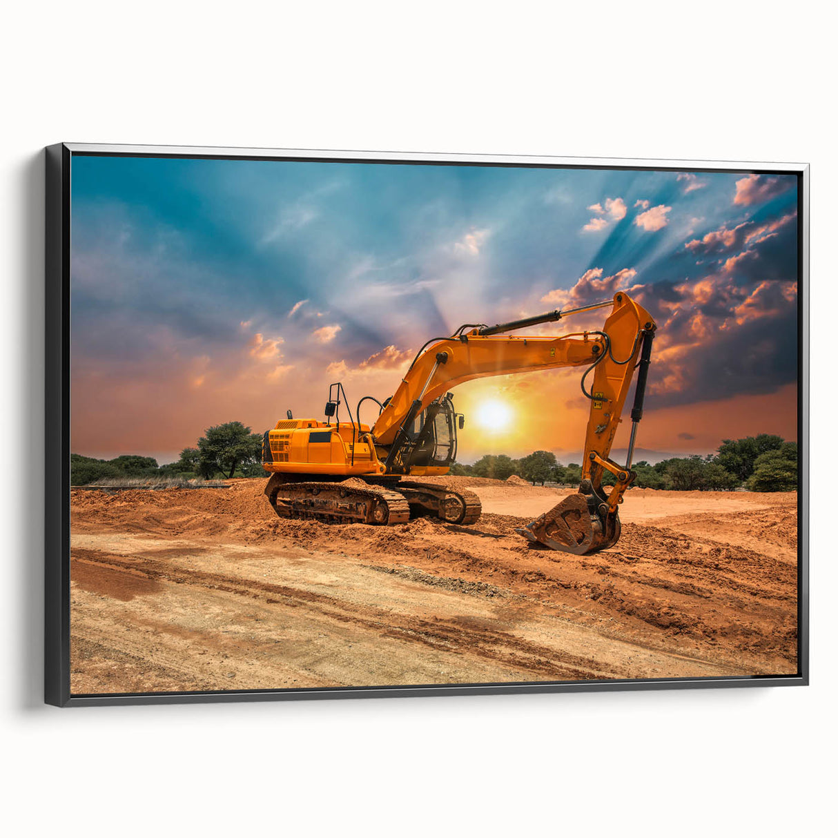 Black and white landscape art painting on canvas featuring a vintage poster design, ideal for bedroom wall decor.