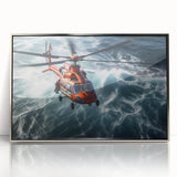 Mid-century modernist art poster depicting geometric shapes in muted blue and beige tones, ideal for nursery wall decor.