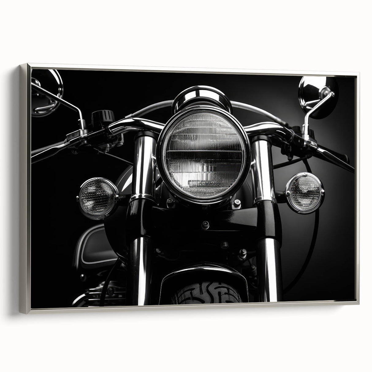 Landscape art painting featuring a vintage poster of a black car with a colorful background on a framed canvas.