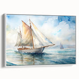 Landscape painting of a serene mountain view in muted earth tones on a vintage poster, ideal for bedroom wall art.