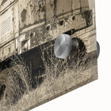 Large abstract wall art in mid-century modernist style, featuring bold geometric shapes in earth tones.