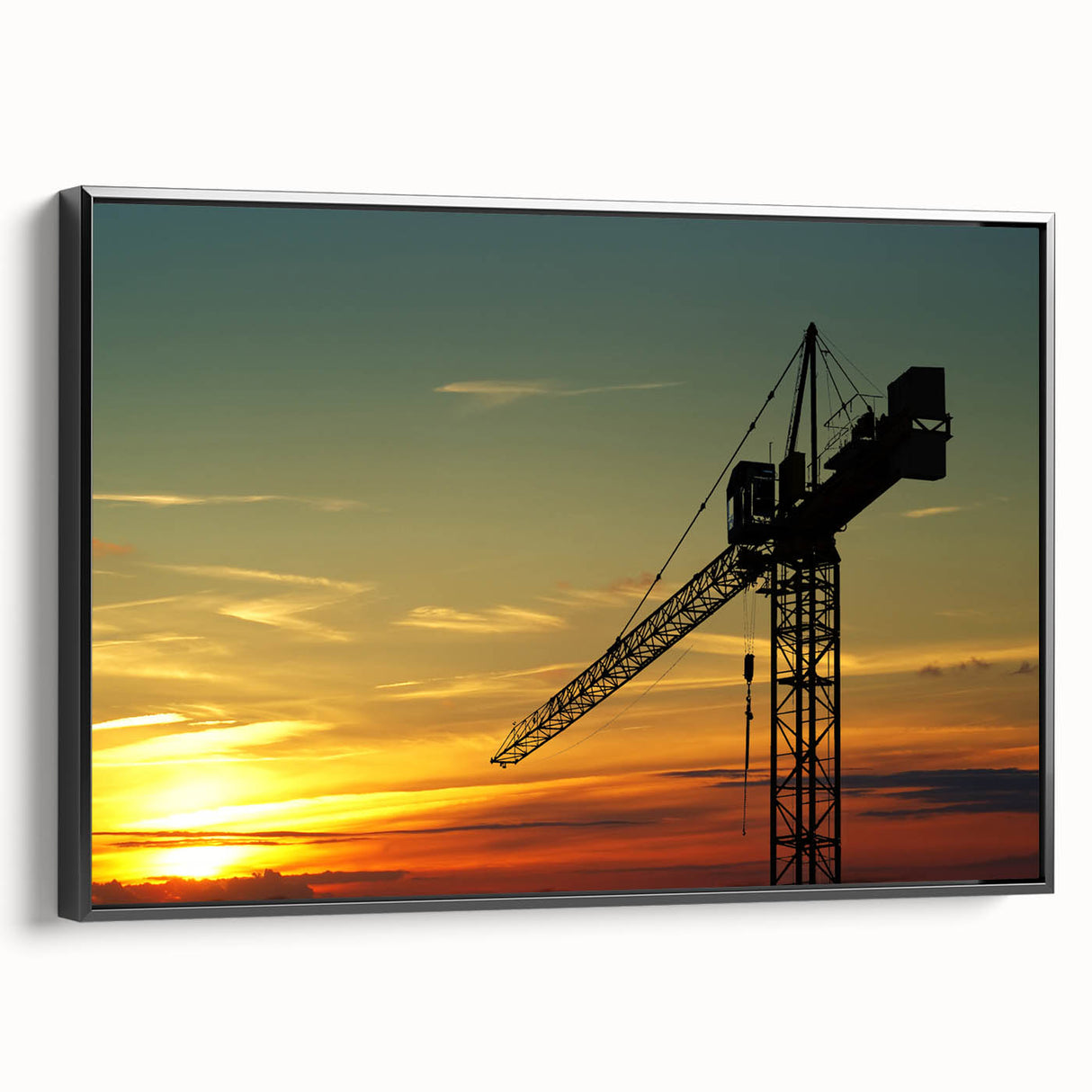 Black and white vintage poster art of a serene landscape, printed on canvas, ideal for bedroom wall decor.