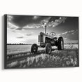 Black and white vintage poster art of a classic car, printed on canvas, suitable for bedroom wall decor.