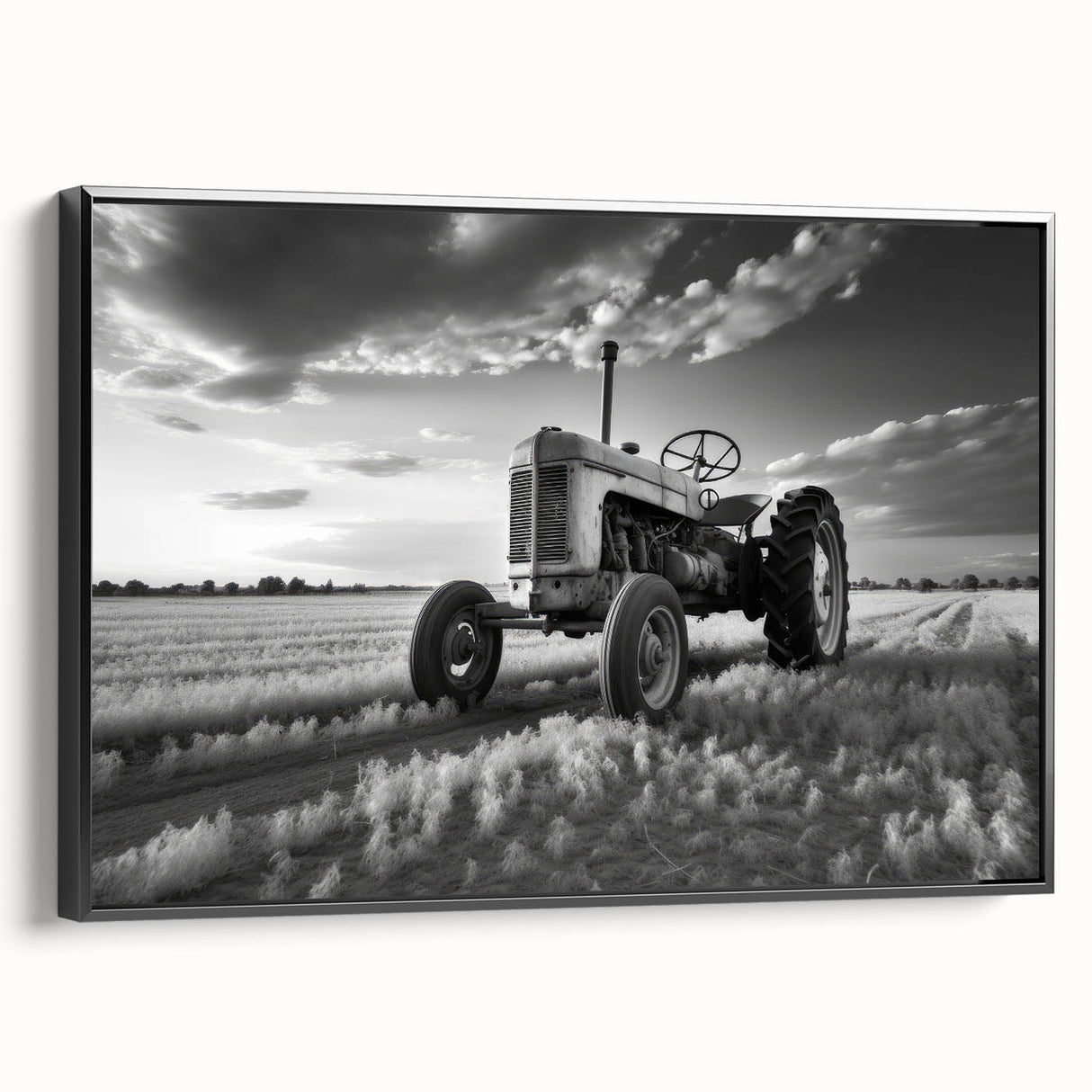 Black and white vintage poster art of a classic car, printed on canvas, suitable for bedroom wall decor.