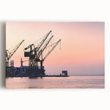 Black and white photo of a vintage car on a rolled canvas, ideal for kitchen wall art or bedroom decor.