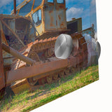 Large abstract wall art in mid-century modernist style on canvas, featuring swirling blue and gray tones.