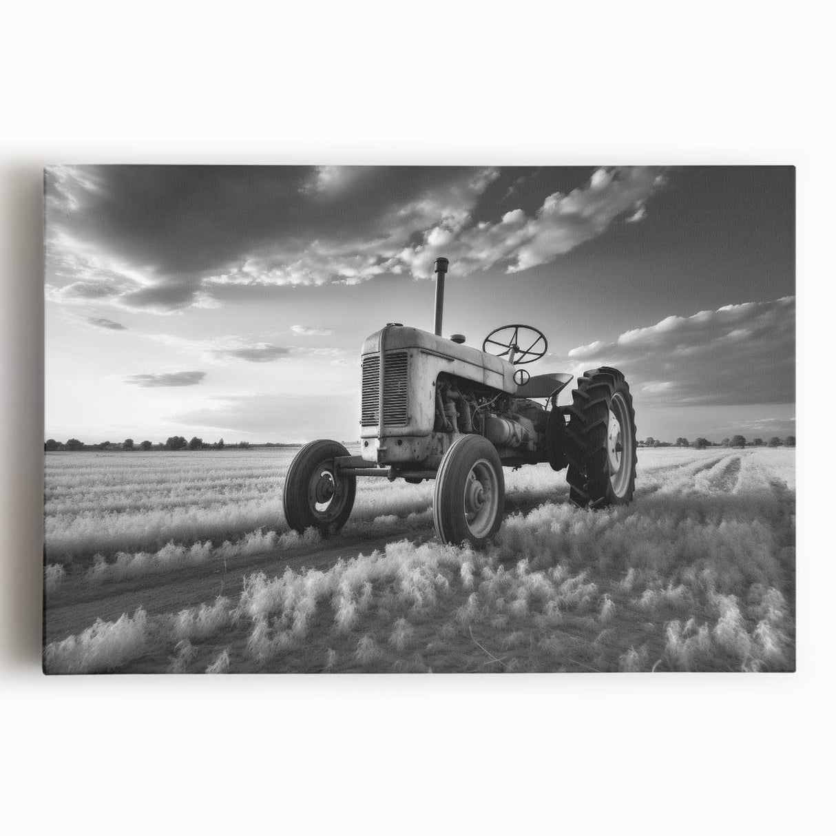 Black and white acrylic print of a vintage car, ideal for kitchen wall art or bedroom decor.