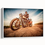 Vintage poster art of a classic car in vibrant colors on a black background, ideal for living room decor.