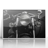 Art deco poster featuring a stylized vintage car in black and silver tones on acrylic print, suitable for nursery wall art.