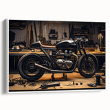 Vintage poster art featuring a classic car in vibrant colors on a black background.