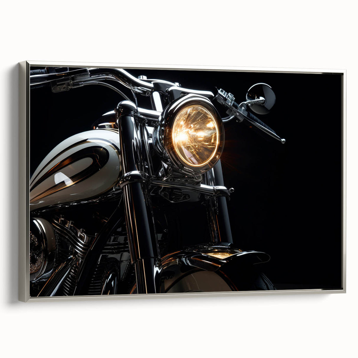 Landscape painting on canvas depicting colorful vintage cars, in black background, perfect for living room decor.