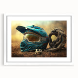 Abstract art print featuring swirling blue and white patterns on a canvas, suitable for dining room decor.