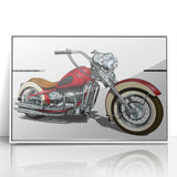 Art deco poster featuring a stylized vintage car in muted gold and navy, printed on framed canvas.