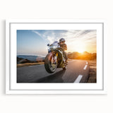 Abstract art print in vibrant orange and blue tones on canvas, suitable for dining room or bedroom decor.