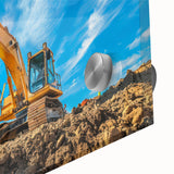 Large abstract wall art in vibrant blue and orange hues on canvas, ideal for bedroom or dining room decor.