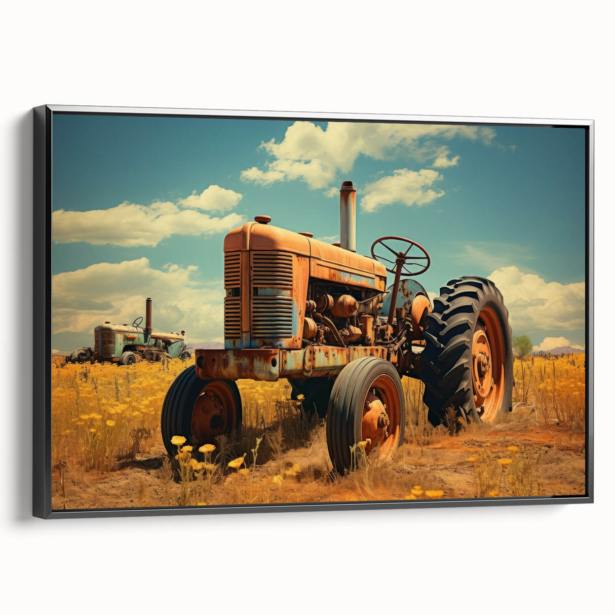 Black and white vintage poster art depicting a serene landscape, ideal for bedroom wall decor.