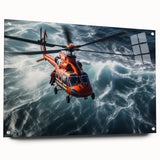 Large abstract wall art featuring swirling blue and gray tones on canvas, suitable for bedroom or dining room decor.