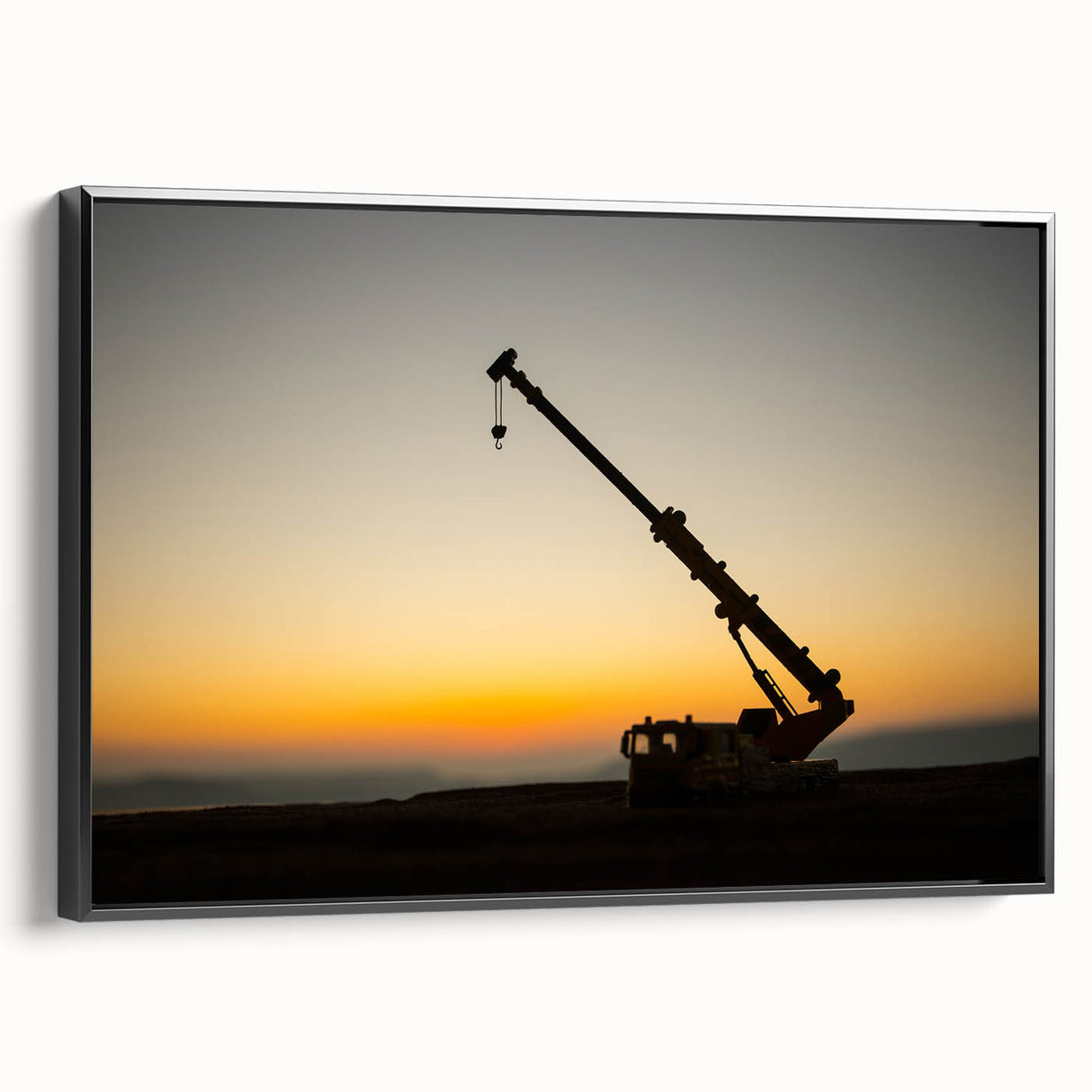 Black and white vintage poster art depicting a serene landscape, printed on canvas, suitable for bedroom decor.