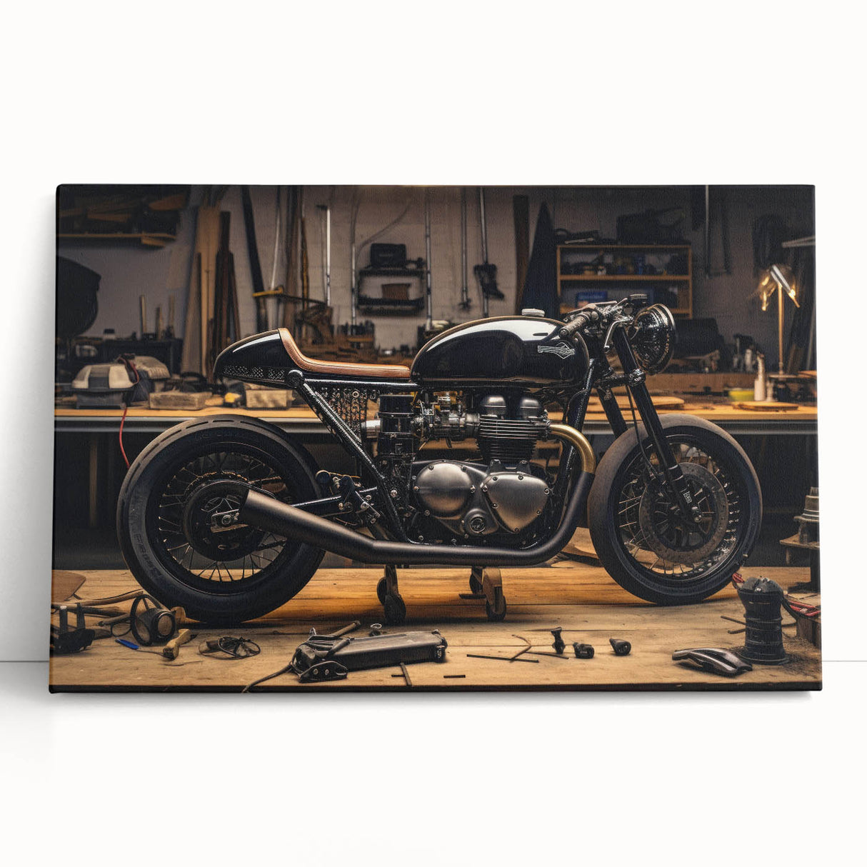 Black and white acrylic print of a vintage car, ideal for kitchen wall art or bedroom ambiance.