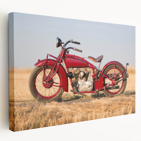 Large acrylic print of a vintage red car on a muted gray background, suitable for kitchen wall art.