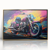 Mid-century modernist art print featuring geometric shapes in muted pastel colors on canvas.