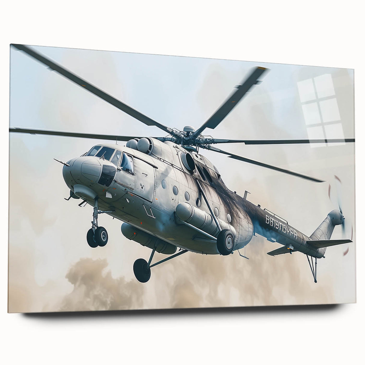 Large abstract wall art featuring swirling blue and gray tones on canvas, ideal for bedroom or dining room decor.