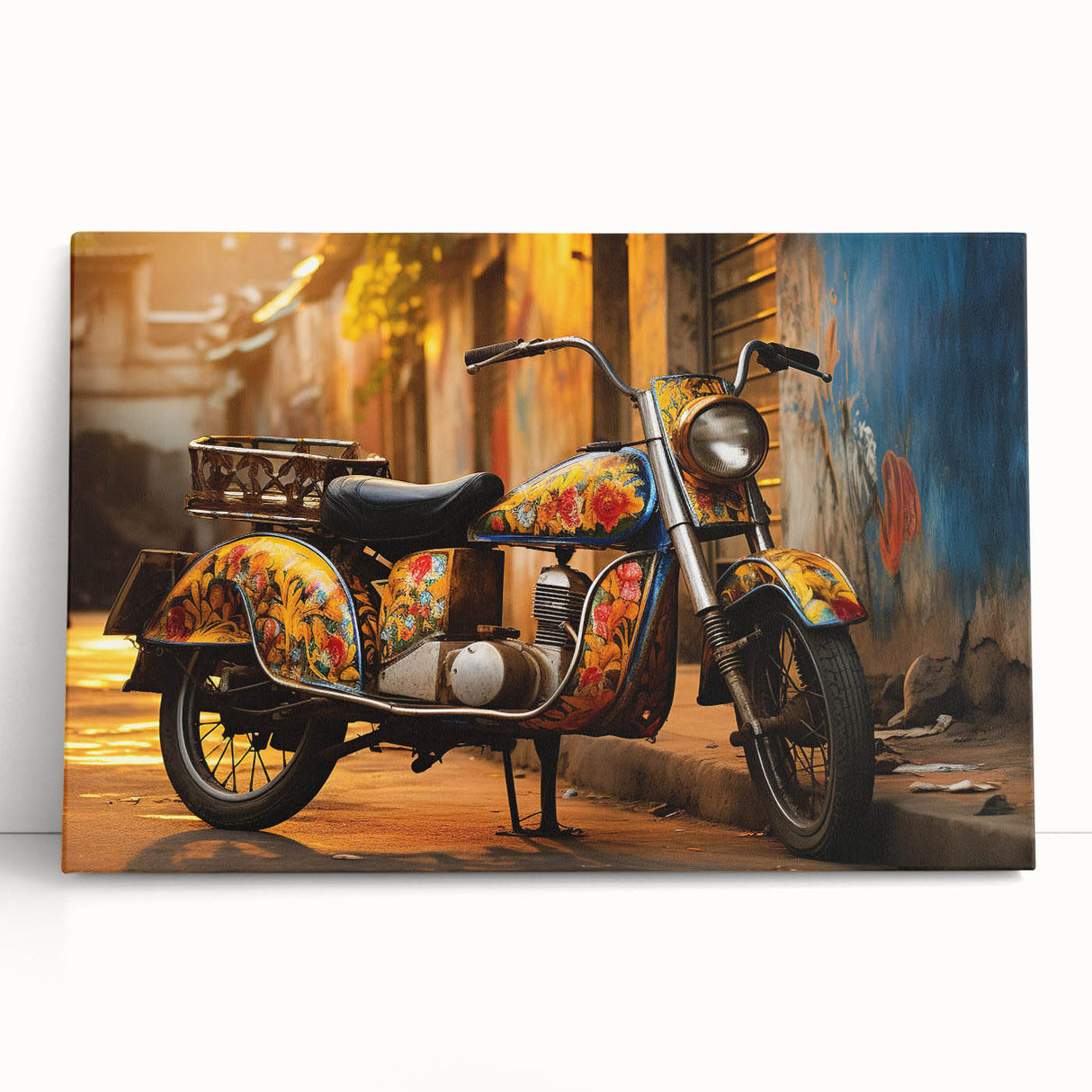 Black and white print of a vintage car on a large canvas, ideal for kitchen wall art or bedroom decor.