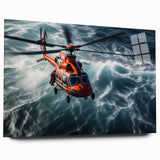 Large abstract wall art in vibrant blues and oranges on canvas, ideal for bedroom or dining room decor.