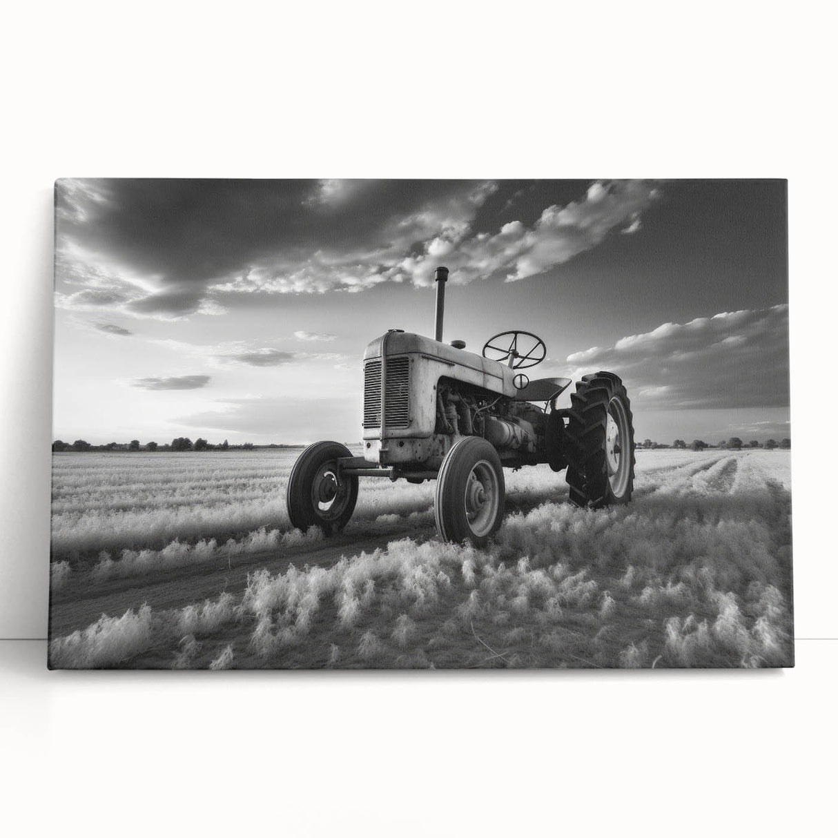 Large black and white photo of vintage cars, printed on canvas, ideal for kitchen wall art.