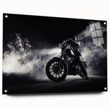 Large abstract wall art featuring swirling blue and gray tones on canvas, suitable for bedroom or dining room decor.