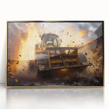 Mid-century modernist art print featuring abstract geometric shapes in pastel colors on canvas.