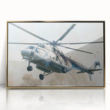 Large art print of a mid-century modernist cityscape in muted gray and blue tones on canvas, ideal for modern art wall decor.