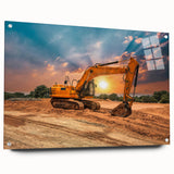 Large abstract wall art in vibrant blue and gold hues on canvas, suitable for bedroom or dining room decor.