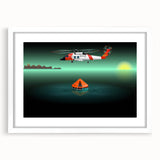 Abstract art print featuring swirling blue and white patterns on canvas, suitable for dining room or bedroom decor.